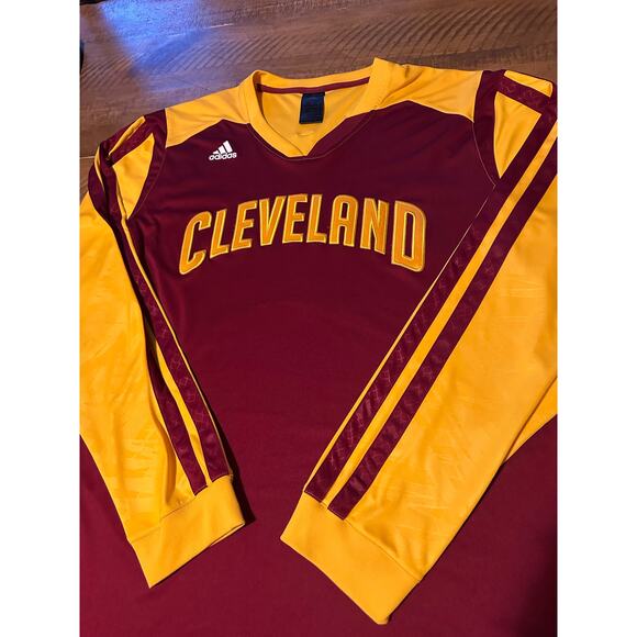 Adidas Cleveland Cavaliers NBA Warm Up Shooting Shirt 2XL Wine Gold Long Sleeve - Picture 7 of 10